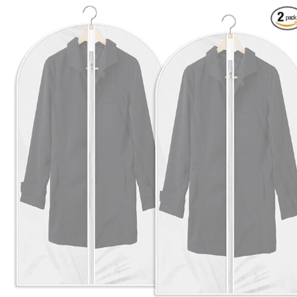 Garment Bags for Hanging Clothes, 2 PCS Dust-Proof Clothes Cover Bag Clear 24x40 - Picture 1 of 1